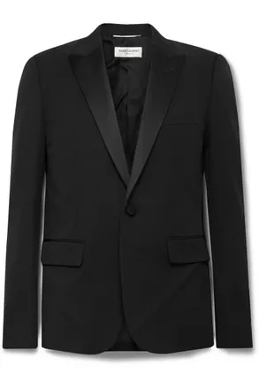 Saint Laurent Slim-Fit Satin-Trimmed Wool Blazer