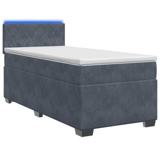 vidaXL Letto Con Box Spring, Materasso E Led Grigio Scuro 90 X 200 Cm Vidaxl