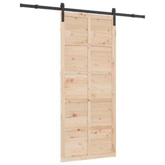 vidaXL Puerta Corredera Natural 100 X 208 Cm Madera De Pino Maciza Vidaxl
