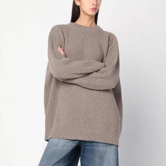 Maison Margiela Oversized beige ribbed sweater
