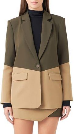 endless rose Colorblock Blazer in Khaki at Nordstrom Rack, Size Small