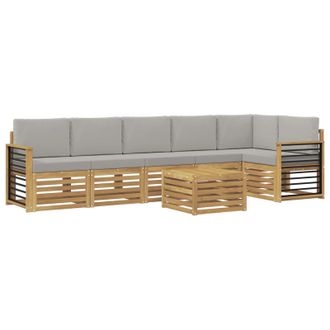 vidaXL Conjunto De Sof&aacute;s De Exterior 7 Pcs Blanco Y Gris Claro Vidaxl