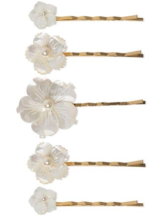 Jennifer Behr floral-pearl bobby pin set - women - Pearl - One Size - White