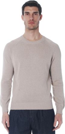 Gran Sasso Maglia girocollo in cotone e cashmere con manica raglan - Heren - Ronde hals truien - Beige - M - Katoen - Truien & Vesten