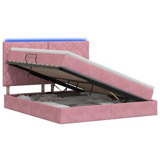 vidaXL Cama De Almacenamiento Led Con Colch&oacute;n Rosa 160 X 200 Cm Vidaxl