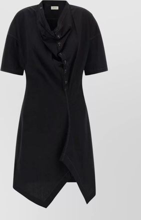 Christophe Lemaire soft collar dress asymmetric hem buttons