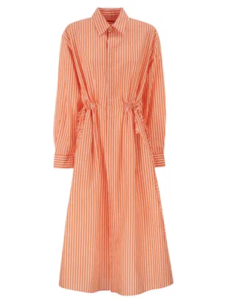 Polo Ralph Lauren Striped Linen Cotton Shirt Dress With Drawstring