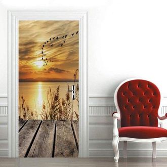 OEM Adhesivo Moderno Abstracto Para Puerta, Juego De 2 Piezas, 200 X 77 Cm, 2 Piezas, 38,5 Cm, Plateado, Vinilo