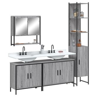 Berkfield Home 4 Piece Bathroom Furniture Set Grey Sonoma Engineered Wood