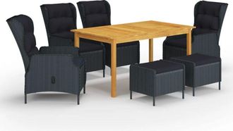 vidaXL Juego De Comedor Para Jard&iacute;n De 7 Piezas Gris Oscuro Vidaxl