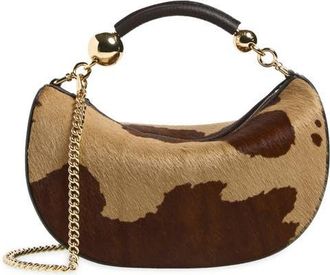 Strathberry Mini Crescent Moon Genuine Calf Hair Shoulder Bag in Printed Spot at Nordstrom