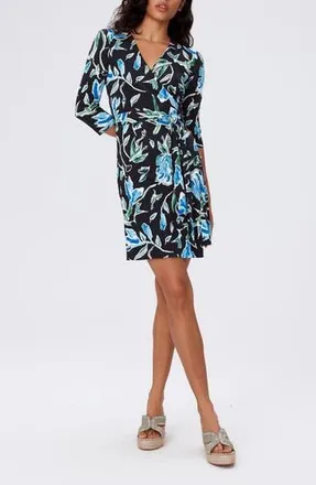 Diane Von F&uuml;rstenberg Julian Two Floral Print Silk Wrap Dress in Tulip Fields Blue Lg at Nordstrom Rack, Size Xx-Small