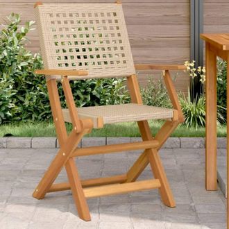 vidaXL Vidaxl - Sillas De Jard&iacute;n 2 Uds Madera Maciza De Acacia Rat&aacute;n Pe Beige