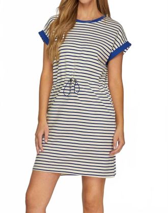 She + Sky Beth Striped Mini Dress In Blue