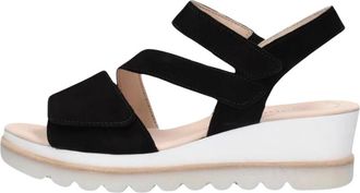 Gabor Elegante Zwarte Su&egrave;de Sandaal - Dames - Sandalen - Zwart - 38 1/2 EU - Su&egrave;de - Schoenen