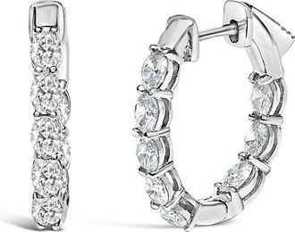 House of Brilliance 14K White Gold 2 3/4 Cttw Oval Cut Lab Grown Diamond Inside Out Hoop Earrings