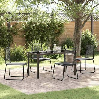 Berkfield Home Garden Dining Set 5 pcs Black Powder-Coated Steel