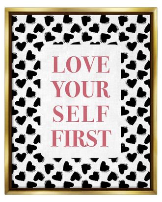 Stupell Industries Love Yourself First Phrase Framed Floater Canvas Wall Art By Martina Pavlova