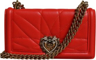 Dolce & Gabbana Quilted Devotion Crossbody Telefoontas - Dames - Schoudertassen - Rood - ONE Size - Leer - Tassen