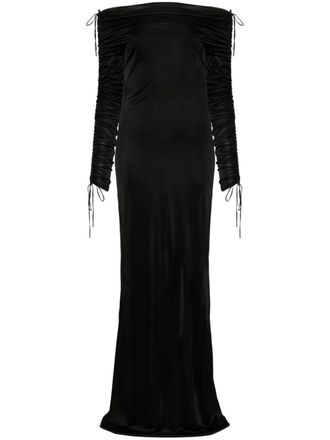 Atlein off-shoulder ruched gown - women - Viscose - 40 - Black