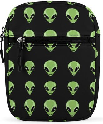 Generic Green Aliens Heads Trendy Crossbody Bag for Men Women Small Satchel Men Sling Adjustable Shoulder Strap Messenger