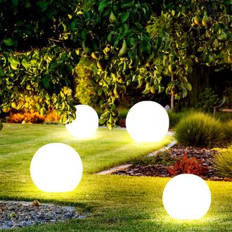ETC Shop Set Di 4 Sfere Solari Da Esterno Per Lampada Solare A Innesto Sfera Solare Da Giardino Per Esterno, Picchetto Da Terra, Bianco, Lampadine A Led, D 15/