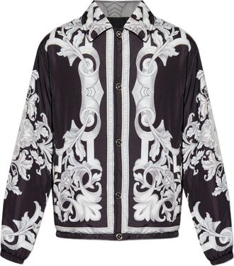 Versace Baroque-Patterned Black Jacket with Adjustable Fit