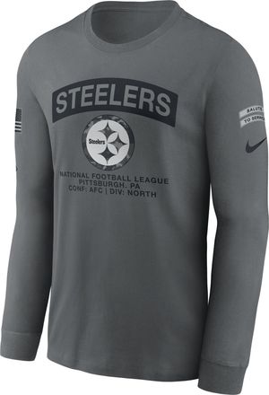 Nike Pittsburgh Steelers Salute to Service Nike Mens NFL Long-Sleeve T-Shirt in Grey | NKAC0AIA2S-RFD
