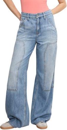 Good American Good Standard High Waist Straight Leg Carpenter Jeans in Indigo879 at Nordstrom Rack, Size 12