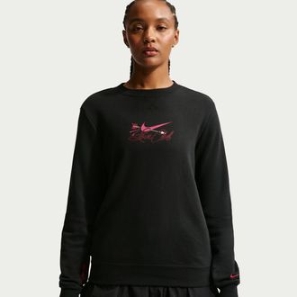 Nike Womens Nike Sportswear Club Fleece Crew-Neck Sweatshirt in Black | IQ1248-010