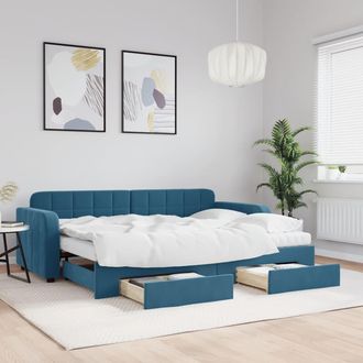 vidaXL Vidaxl - Sof&aacute; Cama Nido Con Cajones Terciopelo Azul 80x200 Cm