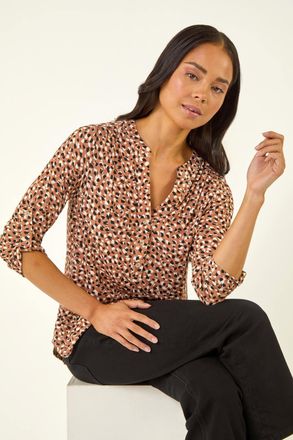 Roman Animal Print Button Stretch Shirt