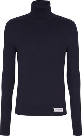 Balmain logo-tag merino-wool jumper - men - Merino - M - Blue