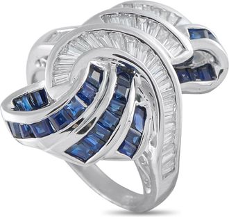 Luxury Bazaar Platinum 0.74 ct Diamond and 1.32 ct Sapphire Ring MF27-101625