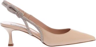 Ninalilou Beige Slingback Pumps met Fiocco Strass - Dames - Pumps - Beige - 36 1/2 EU - Schoenen