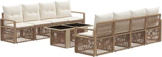 vidaXL Conjunto De Sof&aacute;s De Jard&iacute;n 9 Uds. Beige Y Blanco Crema Vidaxl