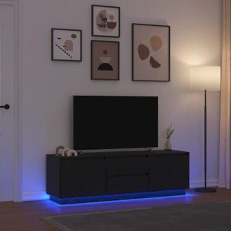 vidaXL Mobile Porta tv con Luci led Rovere Nero 160,5x41x50 cm - Vidaxl