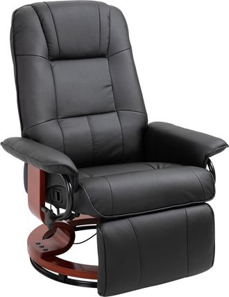 HOMCOM Ergonomic Office Recliner Sofa Chair PU Leather Armchair Lounger Black | TJ Hughes