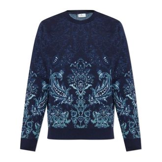 Etro Etro, Round-neck Knitwear, male, Blue, Size: M Wool sweater