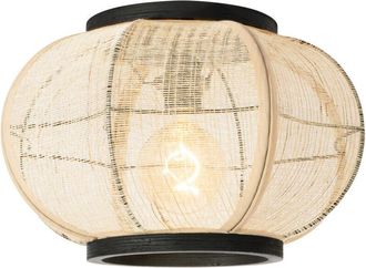 QAZQA Oriental Lámpara de techo de estilo oriental marrón - Rob Acero /Madera /Textil Redonda Adecuado para led Max. 1 x 15 Watt - Qazqa