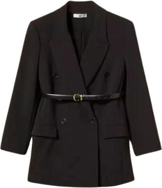 Twinset Cady Blazer met afneembare riem - Dames - Blazers - Zwart - S - Leer - Jassen