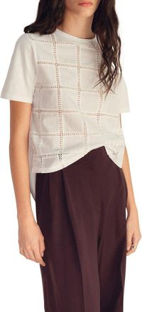 Mango Embroidered Cotton T-Shirt in Off White at Nordstrom, Size Xx-Small