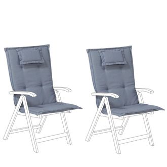 Beliani Beliani - Conjunto De 2 Cojines Para Silla De Jard&iacute;n Azul Asiento Respaldo Comodidad Descanso Java/amantea