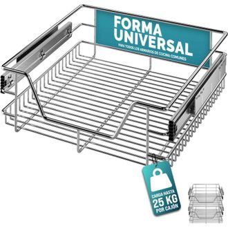 Deuba 2x Caj&oacute;n Telesc&oacute;pico Bandeja De Metal Extra&iacute;ble 50cm Organizador Interior Almacenaje Cocina