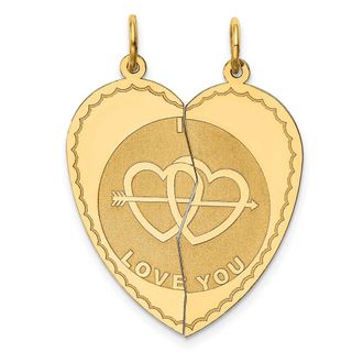 Diamond2Deal 14k Yellow Gold Break-apart I LOVE YOU Charm