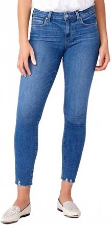 Paige Verdugo Ankle Skinny Jeans In Vibes With Ragged Fray Hem/blue