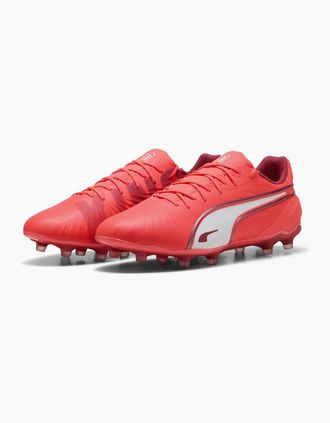 Puma Mens PUMA King Match 5 Firm Ground Football Boots - Multi/Red - Size: 9.5