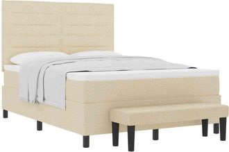 vidaXL Box Spring Bed with Mattress Cream 160 x 200 cm Fabric vidaXL