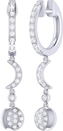LuvMyJewelry Moonlit Phases Sterling Silver Diamond Hoop Earring