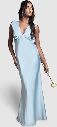 Oasis Satin Maxi Bridesmaid Dress in Light Blue at Nordstrom, Size 10